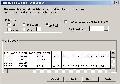 Import Excel records Import import to wizard Excel Determine delimiter from data preview