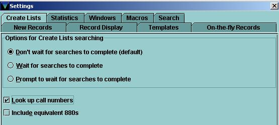 Working with review files: Settings If you select wait for searches to