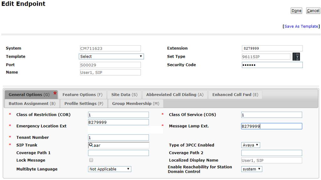 Click on Endpoint Editor in the CM Endpoint Profile and on the General options tab set Type of 3PCC Enabled as Avaya.