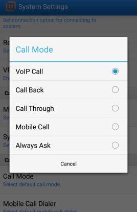 8.4.8 Call Mode The user can select calling method.