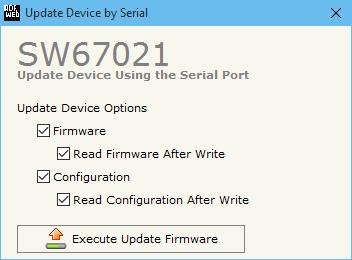 into the device, and also the Firmware if is necessary, using the RS232 port.