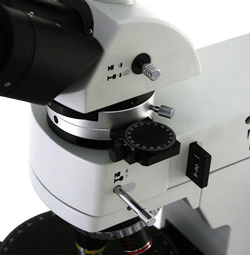 v 0w halogen reflected & transmitted illuminators. Whitney-RT Reflected & Transmitted Light Microscope Bertrand lens has rotating switch.