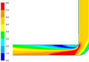 R/D = 0.5 Case 1 - Round elbow 90 The results of the CFD simulation are present in figure 6.