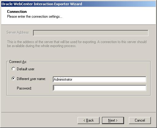 Figure 9: Connection Screen Authentication source category is not required if the user is in local