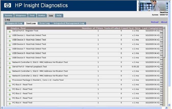 . The time required to complete the diagnostic test To clear the contents of the Diagnose Log, click Clear Diagnosis Log.