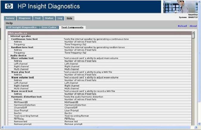 . Figure 15 Test Components Saving and printing information in HP Insight Diagnostics You can save the information displayed in the HP Insight Diagnostics Survey and Log tabs to a diskette or a USB