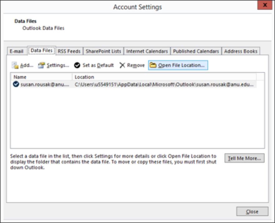 EMAIL Mail archive 1. In Outlook, select File 2. Select Account Settings, then Account Settings 3.
