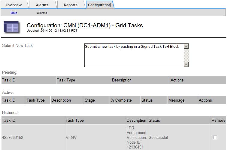 Monitoring and managing grid tasks 195 7. Under Submit New Task, paste the Task Signed Text Block. 8. Click Apply Changes.