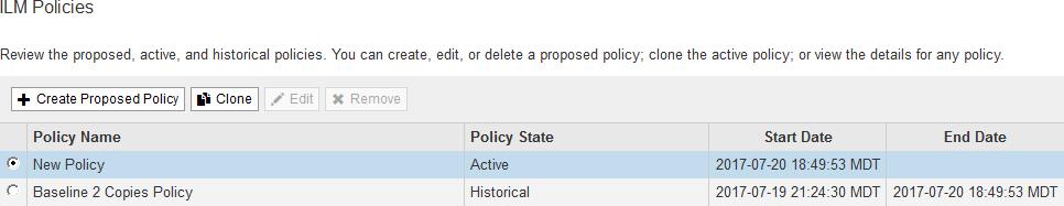 102 StorageGRID Webscale 11.0 Administrator Guide A warning message is displayed, prompting you to confirm that you want to activate the proposed policy. 2. Click OK.