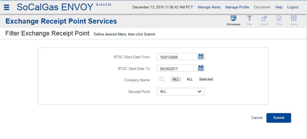 GETTING STARTED 4 Exchange Receipt Point Rights Selecting Exchange Receipt Point Rights opens a searchable ledger of a user s BTSCs and any BTSCs for whom the user holds trading rights.