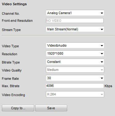 5.2 Configuring Video Settings Steps: 1. Click Remote Configuration > Camera Settings >Video Settings to enter the Video Settings interface. Figure 5. 7 Video Settings 2.
