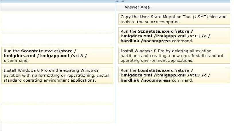 User State Migration Toolkit (USMT) Reference Reference: http://technet.microsoft.com/en-us/library/hh825171.aspx * You use the User State Migration Tool (USMT) 5.