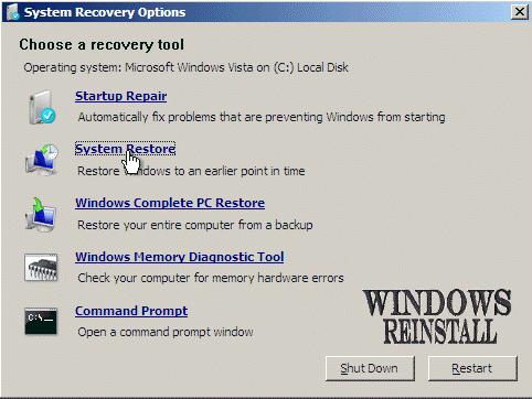 System Restore System restore is not only available from inside Windows but from