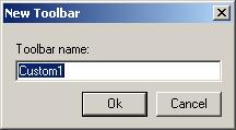 SYS 600 9.2 MicroSCADA Pro 1MRS756118. Fig. 2.4.3.-4 New Toolbar dialog CustomizeNewToolbar When you select the toolbar that you have created, the Rename and Delete buttons become active.