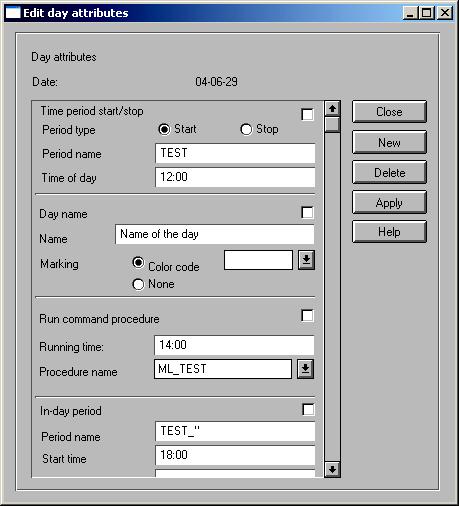 SYS 600 9.2 MicroSCADA Pro 1MRS756118 3.7. Setting day attributes You can set the day and the day type attributes by double-clicking the day label (day number).