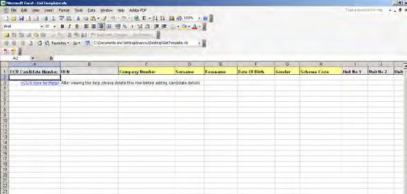 Complete the spreadsheet either manually or by importing data from your management information system.