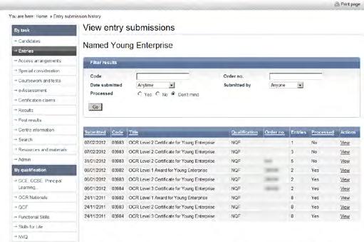 If you ve submitted your entries using the web-based form, click on the View Young Enterprise entry submission history link.