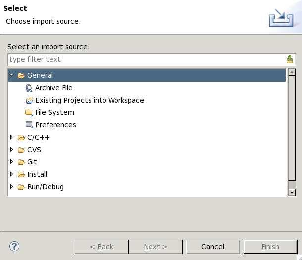 Nsight Importing the practicals: select