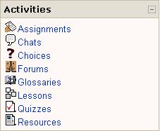 Moodle Grades If your course has been set up with an Activities block, you can click on each of the activities and view your progress.