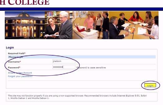 3. On the Student Portal page, enter your username and password and click Login.
