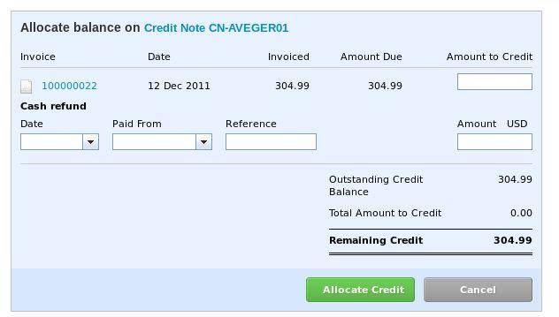 Processing Credit Notes Scenario 1: The credit note can be applied to a Xero invoice, via the Allocate Balance screen that will appear once the Credit Note is approved: Scenario 2: The credit note