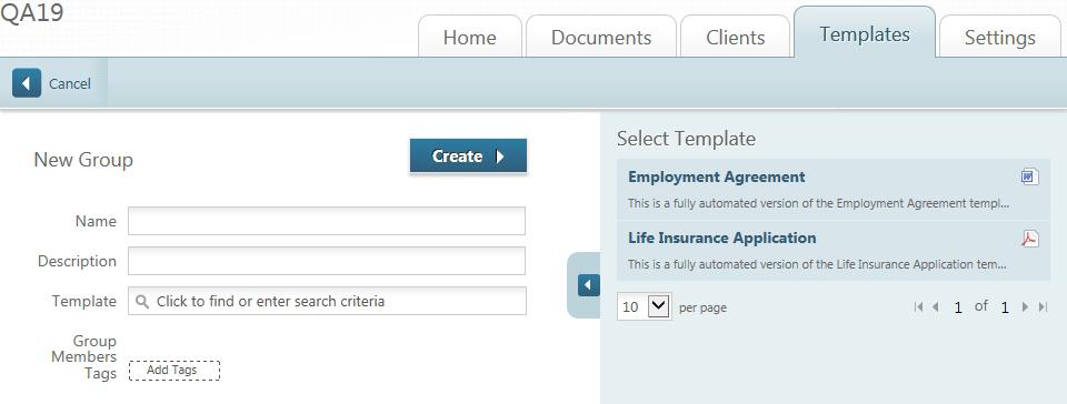 Create Template Group You can group related templates in a logical series; Document Services assembles the documents in the same order as you group your templates so template users experience your