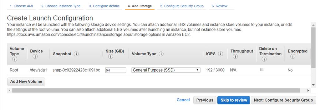 3 Securing your Amazon Web Services (AWS) datacenter Auto scaling of Sensors to improve traffic throughput 8 Under the Add Storage page, define the database server details.