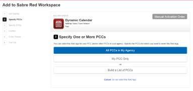 4. Click Manual Activation Order. 5. Choose which PCC(s) you are ordering the Red App for. All PCCs in My Agency: This option is only available to those with eservices Admin rights.