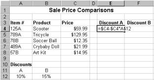 to change when copying down to accommodate the prices of the different items going down.