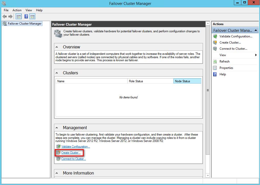Creating the Windows Server 2012 R2 Multi-Subnet Cluster In this section we will create a Windows Server 2012 R2 Multi-Subnet Failover Cluster from the Failover Cluster Management console.