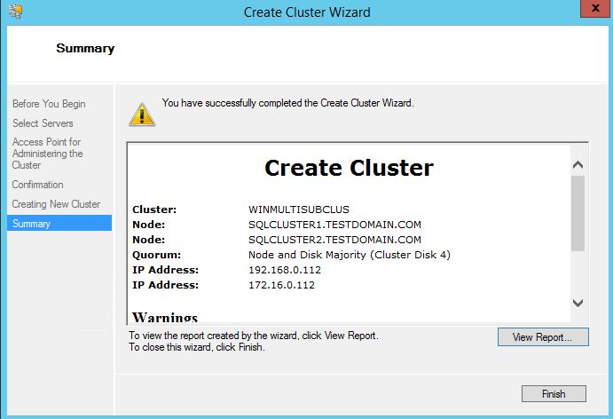 configured cluster storage, add Active Directory and DNS entries for the cluster