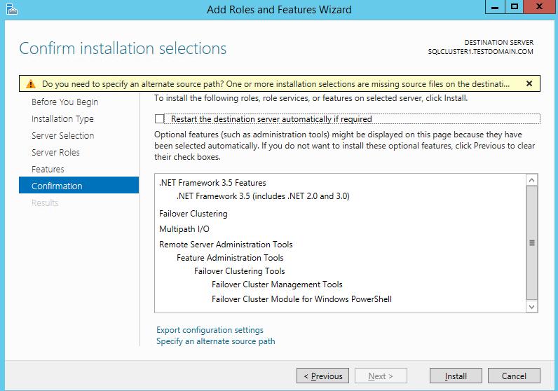 3. In the Confirm Installation Selections dialog box, click Install to confirm the
