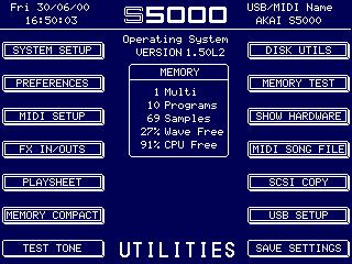 s5000/ s6000 MIDI SONG FILE PLAYER MIDI SONG FILE PLAYER The MIDI SONG FILE PLAYER is accessed via the UTILITIES page on F13: This shows something like this screen: The parameters are: F1 - NAME FROM
