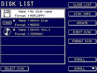 You will see something like this screen: Press DISK LIST (F8) to get this screen: NOTE: Depending on the circumstances, you may see different screens when entering UTILITIES - DISK UTILS.