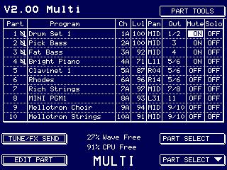 SCREEN LAYOUTS s5000/ s6000 MUTE/SOLO PART When using MUTE in the new MULTI layout, the status is shown more graphically: A crossed speaker icon is shown next to the part number.