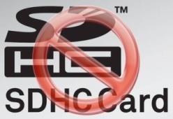 High capacity SDHC cards (cards above 2 GB) and cards formatted using FAT32 file system are not supported. 17.5.