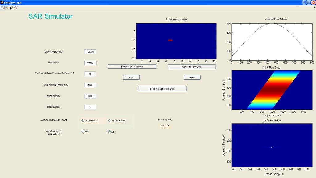 SAR Simulator GUI Snapshots Simulator GUI without