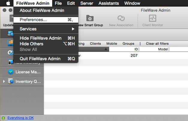 From here you will use the built in admin account using fwadmin as your username with password filewave.