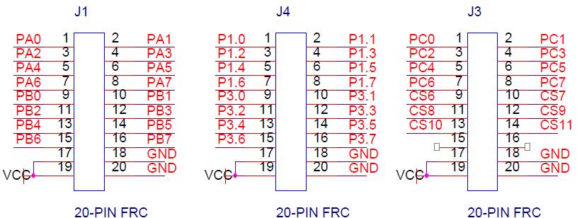 2) 20 PIN EXPANSION CONNECTORS : The 20 Pin FRC connector is used to interconnect with the