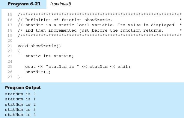 STATIC LOCAL VARIABLES statnum is automatically initialized to 0.