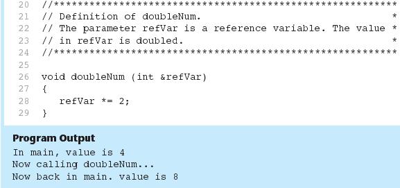 PASSING BY REFERENCE CONTINUED The & also appears here in the function header.