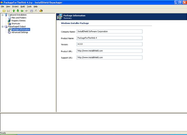2. Click the Package Information view, which allows you to modify product information created during the repackaging.