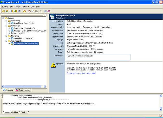 Figure 22: Click the blue link to re-import the changed file.