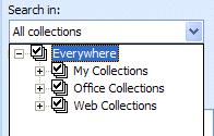 Notice the two selections under Search In: and Results should be: All collections and All media file types.