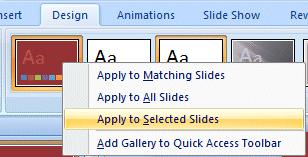 Notice that your new color scheme has been added to the Themes in the Design Tab/Ribbon. You have a lot of flexibility in PowerPoint 2007.