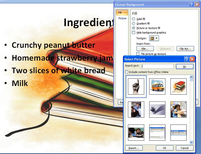 Picture Now we ll work with adding Pictures to the background of Slide 2.