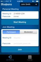 Joining a Meeting using an iphone or ipad 1. Download the BlueJeans app from the App Store on your iphone or ipad. Click the app to start. 2.