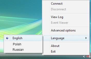 Right click on the system tray icon. Point the cursor to 'Language' and the select the language you want from the list of languages listed beside. 2.