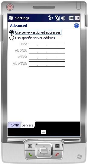 10. Tap the 'Servers' tab and retain the default settings (all the fields should be blank and 'Use
