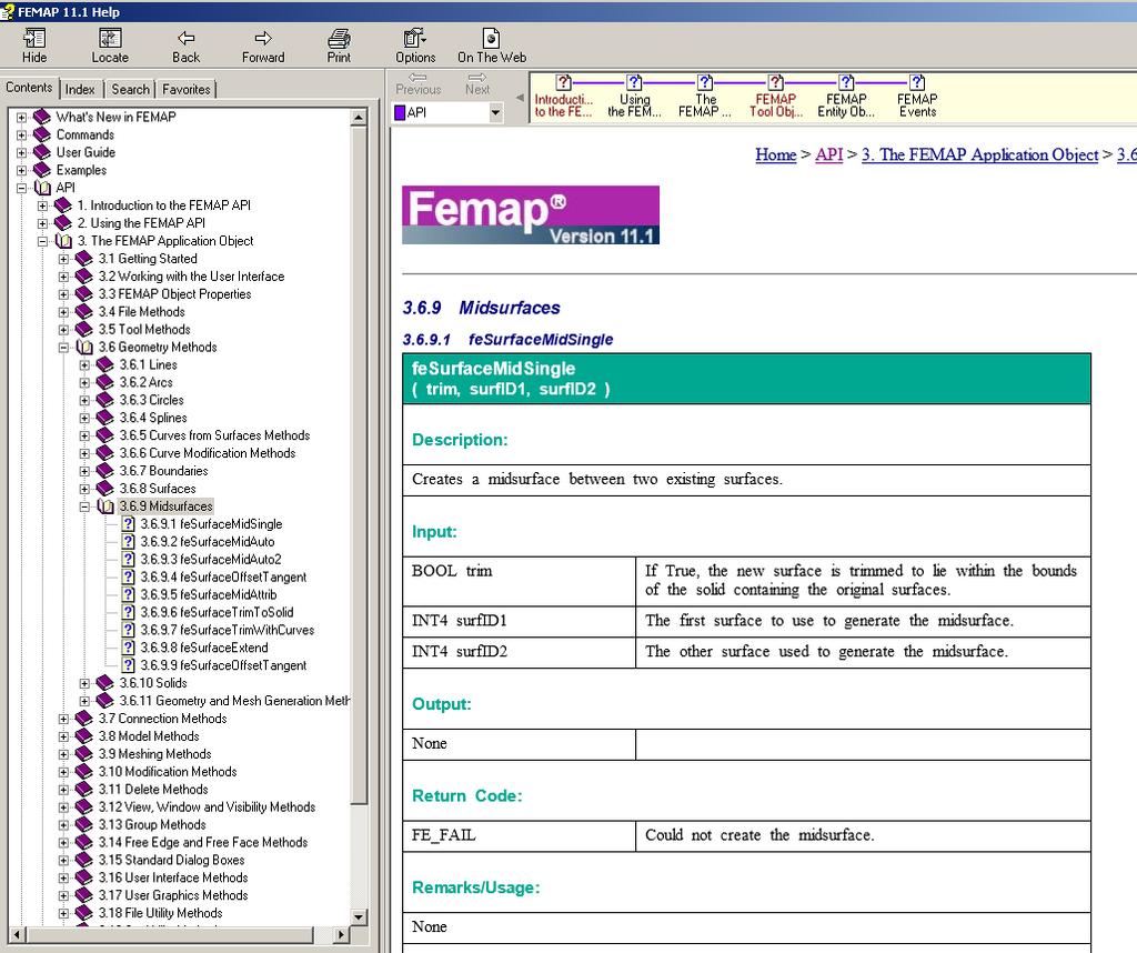 Femap Help Has Full Documentation of Objects and